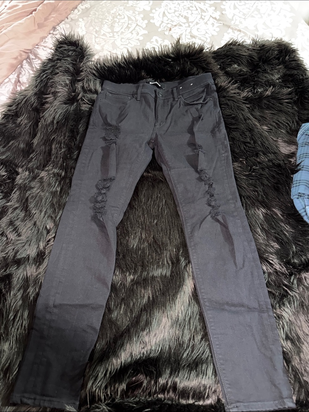 Express Black Skinny Ripped Jeans